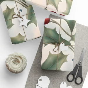 Gift Wrap Papers - Holly Leaves Red Berries Christmas - Dipaliz - Wrapping Paper