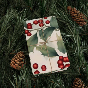 Gift Wrap Papers - Holly Leaves Christmas Design - Dipaliz - Wrapping Paper