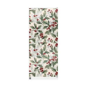 Gift Wrap Papers - Holly Leaves Red Berries Christmas - Dipaliz - 30’’ x 72’’ / Glossy - Wrapping Paper