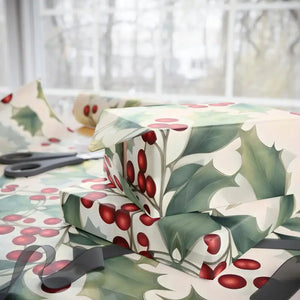 Gift Wrap Papers - Holly Leaves Christmas Design - Dipaliz - Wrapping Paper