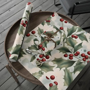 Gift Wrap Papers - Holly Leaves Red Berries Christmas - Dipaliz - Wrapping Paper