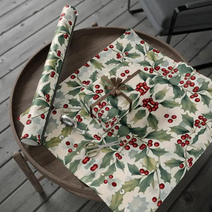 Gift Wrap Papers - Holly Leaves Christmas Design - Dipaliz - Wrapping Paper