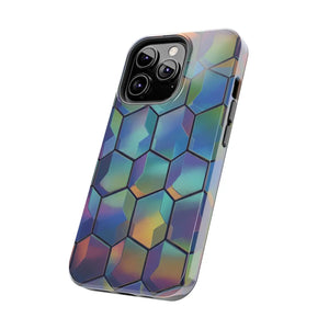 Holographic Tough Phone Case - Iridescent Hexagon - Dipaliz - Mobile Cases