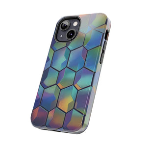 Holographic Tough Phone Case - Iridescent Hexagon - Dipaliz - Mobile Cases