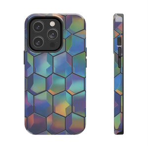 Holographic Tough Phone Case - Iridescent Hexagon - Dipaliz - Mobile Cases
