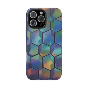 Holographic Tough Phone Case - Iridescent Hexagon - Dipaliz - Mobile Cases