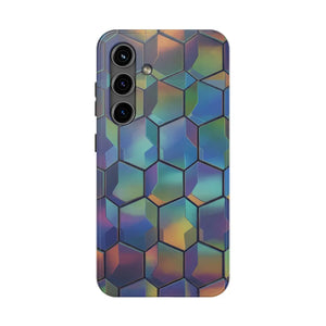 Holographic Tough Phone Case - Iridescent Hexagon - Dipaliz - Mobile Cases