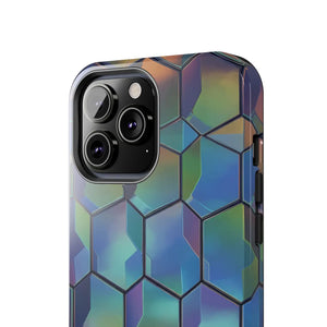 Holographic Tough Phone Case - Iridescent Hexagon - Dipaliz - Mobile Cases