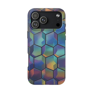 Holographic Tough Phone Case - Iridescent Hexagon - Dipaliz - Mobile Cases