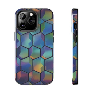 Holographic Tough Phone Case - Iridescent Hexagon - Dipaliz - Mobile Cases