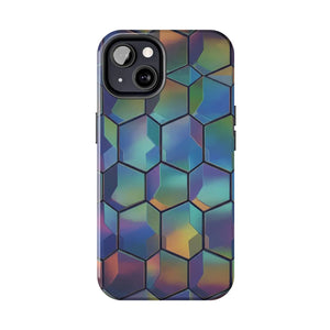 Holographic Tough Phone Case - Iridescent Hexagon - Dipaliz - Mobile Cases
