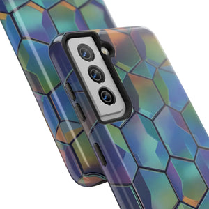 Holographic Tough Phone Case - Iridescent Hexagon - Dipaliz - Mobile Cases