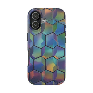 Holographic Tough Phone Case - Iridescent Hexagon - Dipaliz - Mobile Cases