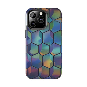 Holographic Tough Phone Case - Iridescent Hexagon - Dipaliz - Mobile Cases