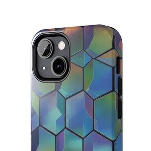 Holographic Tough Phone Case - Iridescent Hexagon - Dipaliz - Mobile Cases