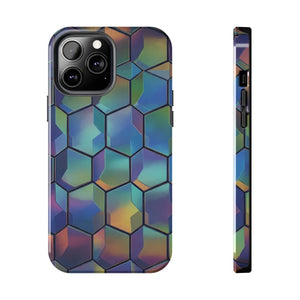 Holographic Tough Phone Case - Iridescent Hexagon - Dipaliz - Mobile Cases