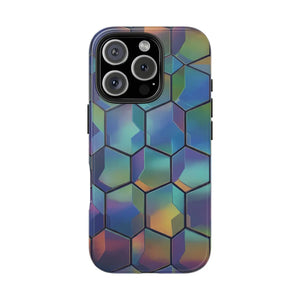 Holographic Tough Phone Case - Iridescent Hexagon - Dipaliz - Mobile Cases