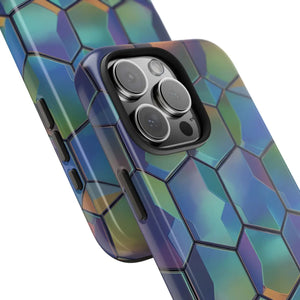 Holographic Tough Phone Case - Iridescent Hexagon - Dipaliz - Mobile Cases