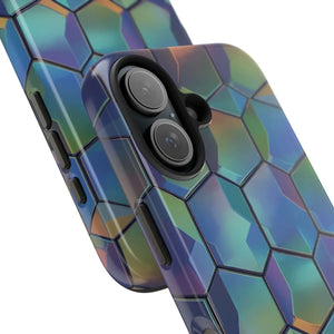 Holographic Tough Phone Case - Iridescent Hexagon - Dipaliz - Mobile Cases