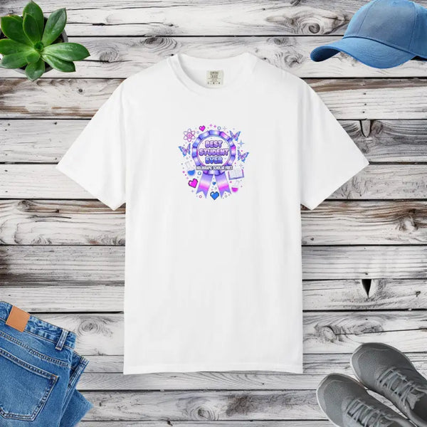 Holographic Scholar Vibes Tee - Student Evers Light Purple - Dipaliz - White / s - T-shirt