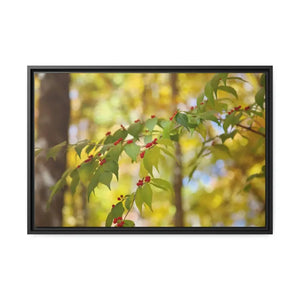 Honeysuckle Berries Matte Canvas Wall Art - Dipaliz - 30″ x 20″ (horizontal) / Black / 1.25’’ - Posters Prints & Visual
