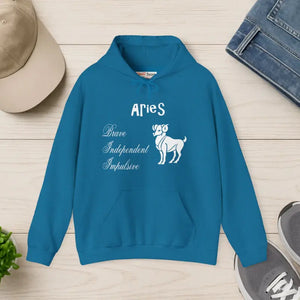 Aries Zodiac Sign Hooded Sweatshirt Unisex Heavy Blend - Dipaliz - Antique Sapphire / s - Hoodies