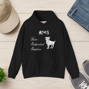 Aries Zodiac Sign Hooded Sweatshirt Unisex Heavy Blend - Dipaliz - Black / s - Hoodies