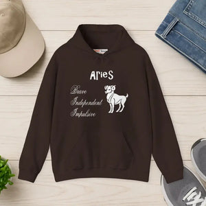 Aries Zodiac Sign Hooded Sweatshirt Unisex Heavy Blend - Dipaliz - Dark Chocolate / s - Hoodies
