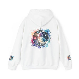 Celestial Moon Phases Hooded Sweatshirt - Stars Design - Dipaliz - Sweatshirts