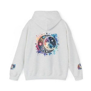 Celestial Moon Phases Hooded Sweatshirt - Stars Design - Dipaliz - Sweatshirts