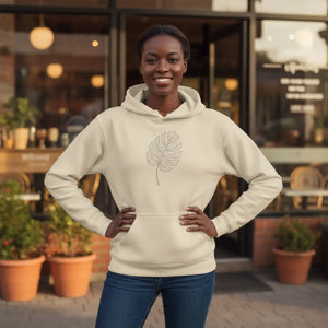 Hoodie, Minimal Monstera Line Art Pullover