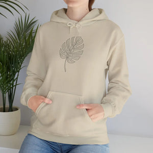 Hoodie, Minimal Monstera Line Art Pullover - s / Sand