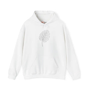 Hoodie, Minimal Monstera Line Art Pullover - s / White