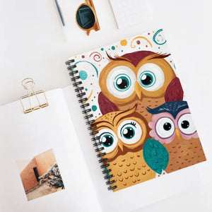 Ruled Line Notebook - Durable Printed Cover Three Owls - Dipaliz - one Size - Notebooks & Notepads