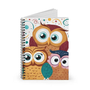 Ruled Line Notebook - Durable Printed Cover Three Owls - Dipaliz - one Size - Notebooks & Notepads