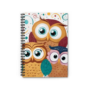 Ruled Line Notebook - Durable Printed Cover Three Owls - Dipaliz - one Size - Notebooks & Notepads
