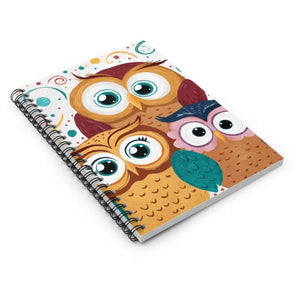 Ruled Line Notebook - Durable Printed Cover Three Owls - Dipaliz - one Size - Notebooks & Notepads