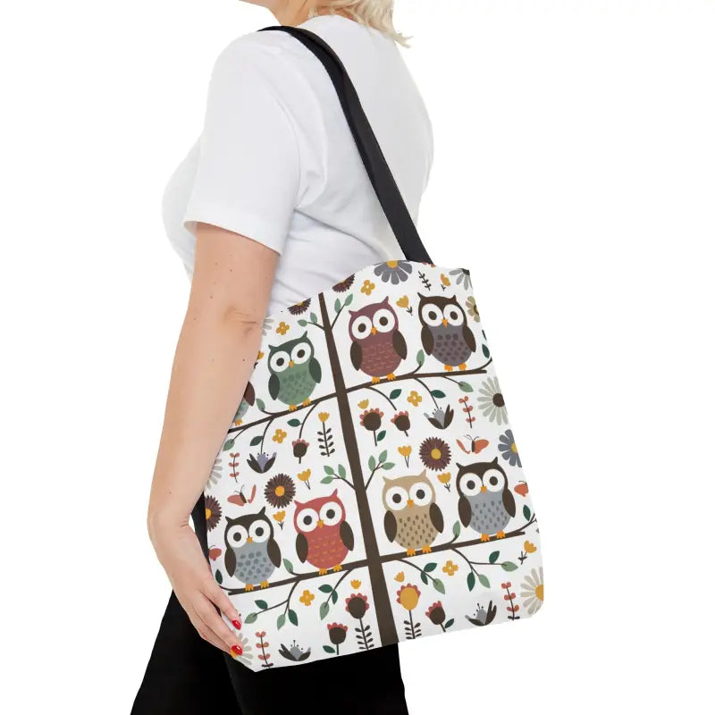 Hoot-tastic Tote: Embrace Black Cotton Bliss in Style! - Medium Bags