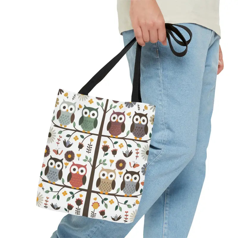 Hoot-tastic Tote: Embrace Black Cotton Bliss in Style! - Small Bags