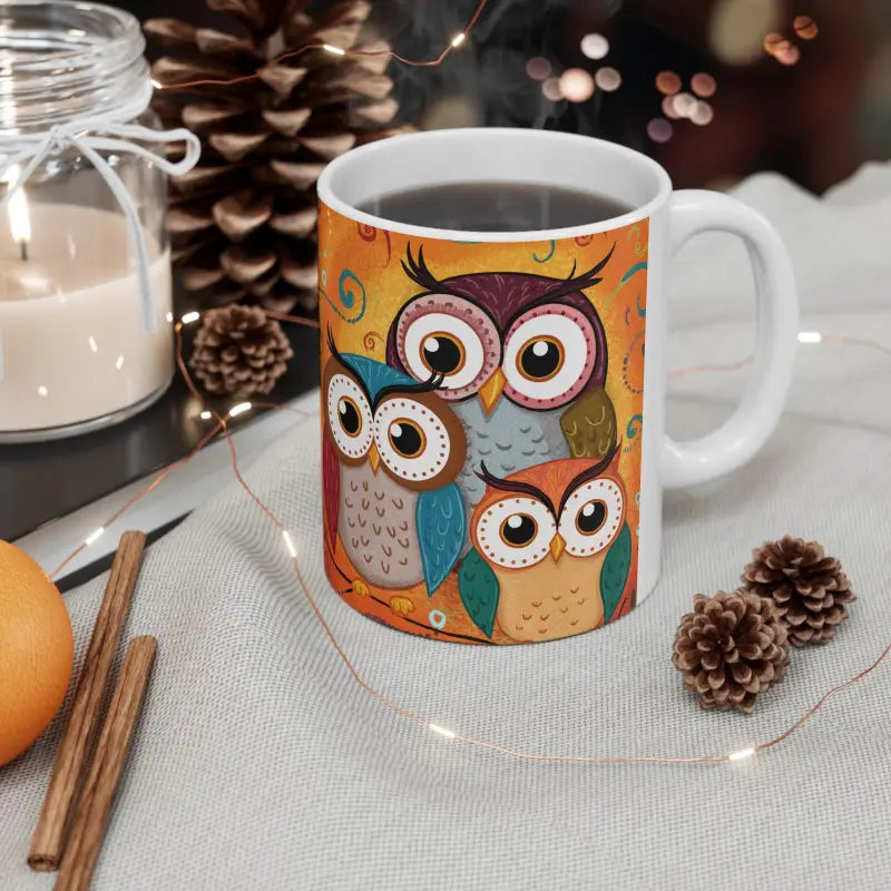 Cozy Up with the Three Owls Ceramic Mug for your Morning Brew - 11oz