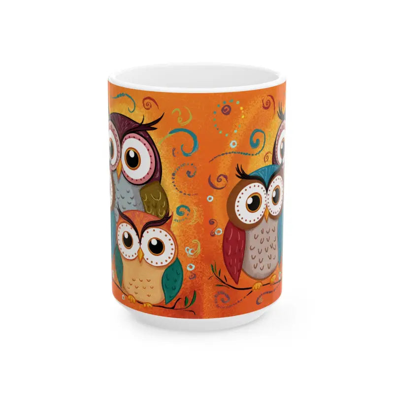 Cozy Up with the Three Owls Ceramic Mug for your Morning Brew