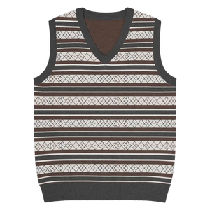Diamond Grid Knit V-neck Vest - Horizontal Stripes - Dipaliz - s - Vests