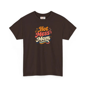 Retro Hot Mess Mom Tee - Cotton Mothers Day Gift - Dipaliz - T-shirts - s