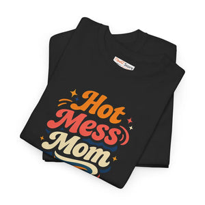 Retro Hot Mess Mom Tee - Cotton Mothers Day Gift - Dipaliz - T-shirts - s