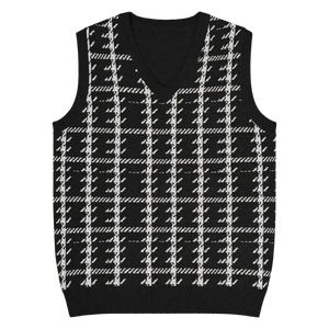 Houndstooth Check Knit V-neck Vest - Retro Chic Style - Dipaliz - 2xl - Vests