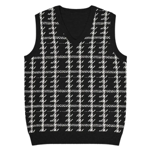 Houndstooth Check Knit V-neck Vest - Retro Chic Style - Dipaliz - 2xs - Vests