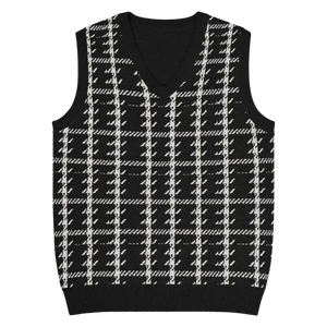 Houndstooth Check Knit V-neck Vest - Retro Chic Style - Dipaliz - 3xl - Vests