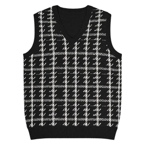 Houndstooth Check Knit V-neck Vest - Retro Chic Style - Dipaliz - 3xs - Vests