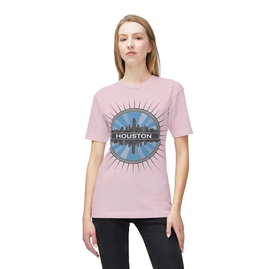 Rock Houston Style with Premium Cotton Skyline Tee - Pink / s T-shirt