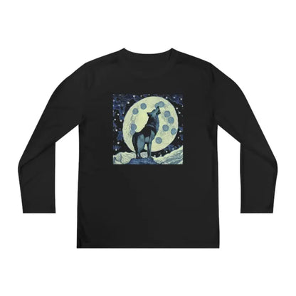 Youth Long Sleeve Wolf Tee: Eco-friendly Howling Style - Kids Clothes